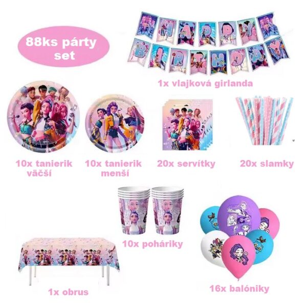 88-dielny párty set K-POP Demon Hunters